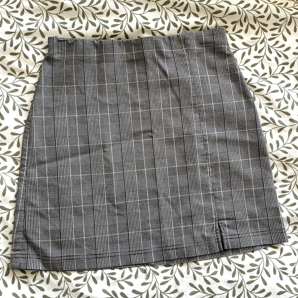 Grey Plaid Mini Skirt